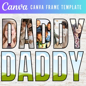 Marco de plantilla Canva del Día del Padre Arrastrar y soltar PAPÁ EDITABLE, Plantilla Canva, Tarjeta de felicitación del Día del Padre en blanco
