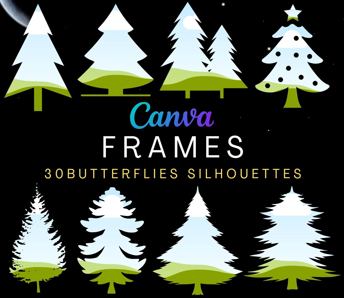 30 Files Christmas Tree Frame. Canva Frame. Canva Drag and Drop Frame