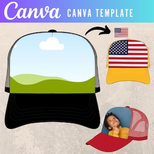 Trucker Hat Design Template, Trucker Hat Canva Template, Blank Hat Template, Trucker Hat Template SVG, Trucker Hat Label SVG