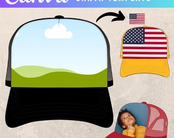 Trucker Hat Design Template, Trucker Hat Canva Template, Blank Hat Template, Trucker Hat Template SVG, Trucker Hat Label SVG