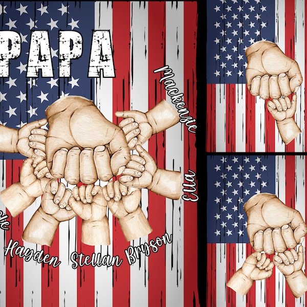 Dad Fist Bump Family Hands Png, America Flag Design, Father's Fist Bump Png, Handprints Fathers Day Gift, Fathers Day Daddy, Vintage Dad PNG