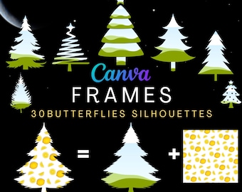 30 files Christmas Tree frame. Canva frame. Canva drag and drop frame. Christmas tree canva frame customize your own Christmas tree frame