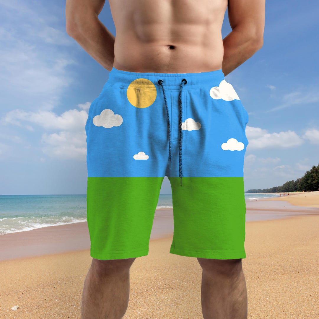 Men’s Swim Trunks Mockup • Beach Shorts PSD & Canva Template • Summer ...