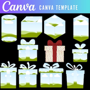 Wrapping Paper Canva Mockup Gift Box Mockups Wrap Present Boxes Mock up Template , Canva Gift Box Template Bundle, Gift Box Template