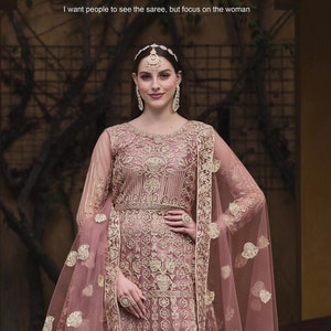 Wedding Reception Party Wear Designer Heavy Anarkali Lengha Suit Embroidery Worked Pakistani Wear Stylish Anarkali Gown Dupatta Dresses