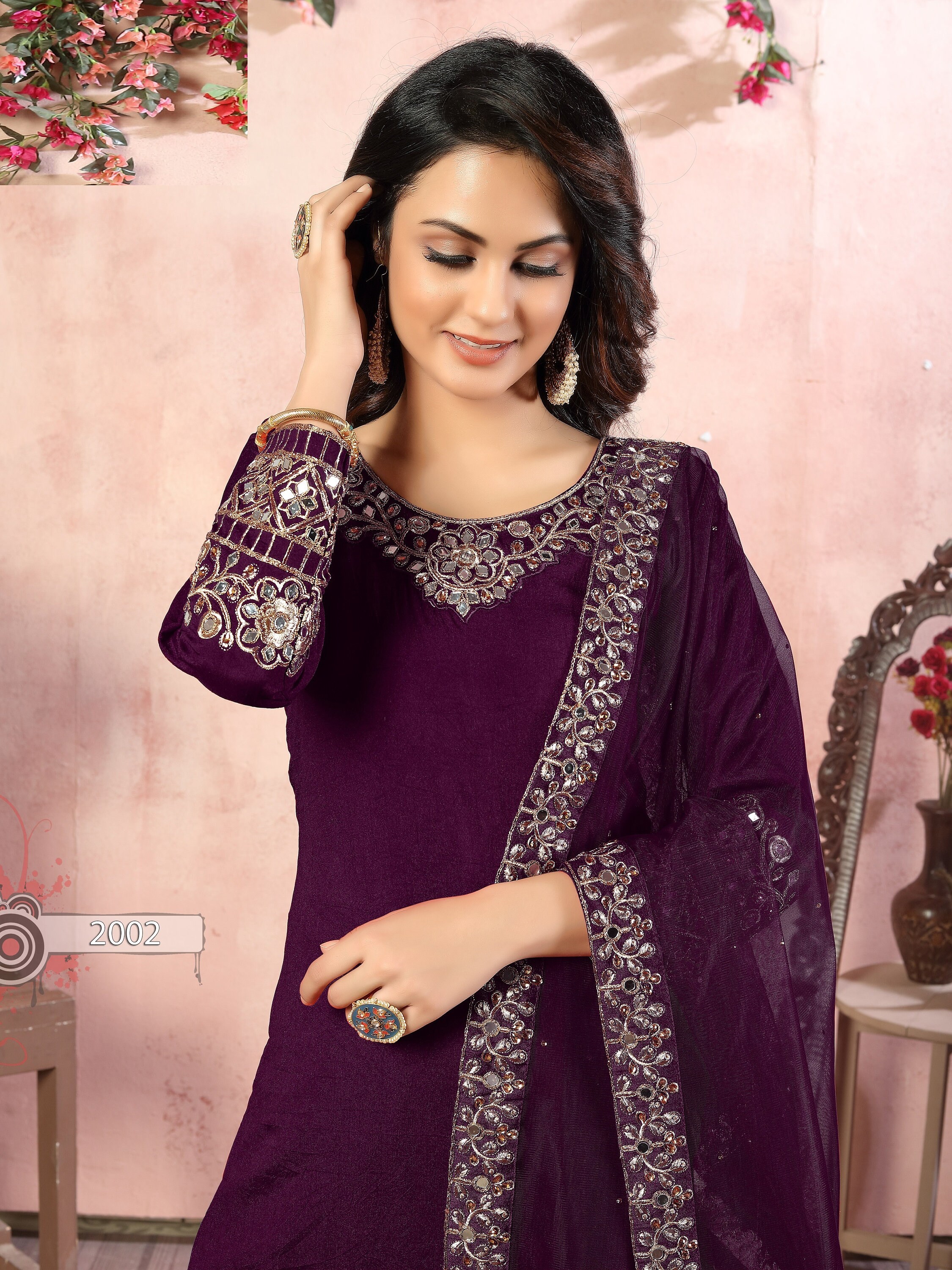 Buy Purple Embroidered Designer Churidar Salwar Suit | Churidar Salwar Suits