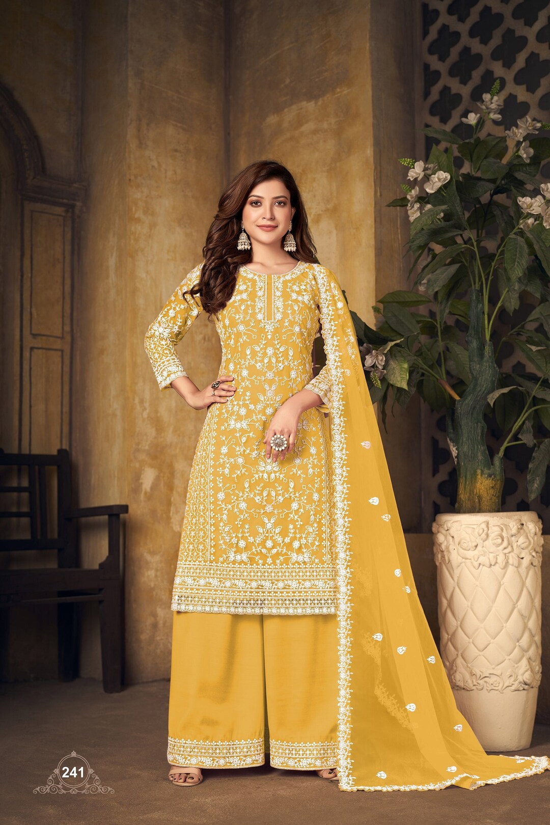 Yellow Color Indian Bollywood Designer Palazzo Salwar Kameez Etsy