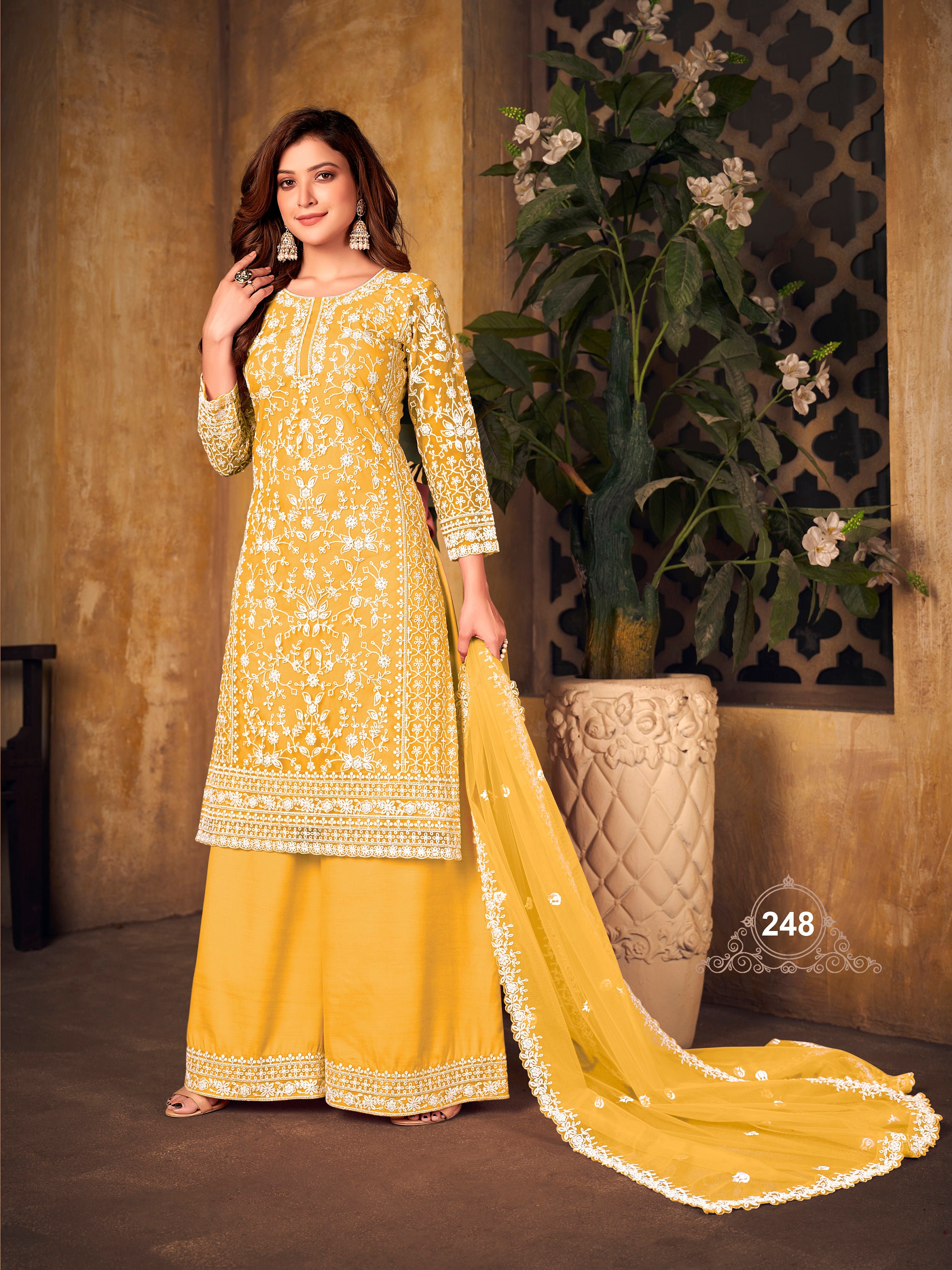 Yellow Color Indian Bollywood Designer Palazzo Salwar Kameez Etsy