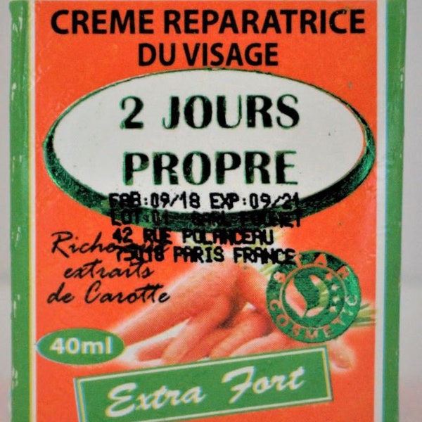 2 JOURS PROPRE Crème Réparatrice Du Visage Riche en Extrait de Carotte Extra Fort 40 ml