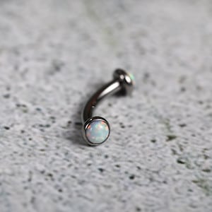 Vertical Labret Bridge Piercing Eyebrow Rings Belly Button Bars Rook Jewelry Piercing Titanium Curved Barbell Ring Daith White Opal 14/16G image 8