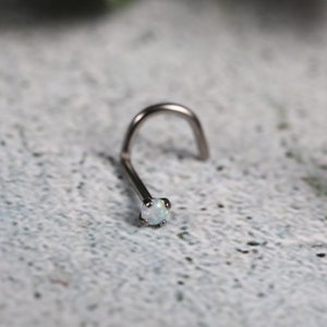 G23 Titanium Opal Nose Rings Studs Screw S-Shaped Nose Hoop Nose Stud Tragus Cartilage Helix Earrings Hoop Nose Piercing Jewelry 2mm