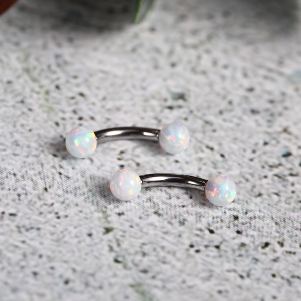 Eyebrow Rings G23 Titanium Curved Barbell 16g Belly Button Ring Belly Rings Rook Daith Earrings Lip Ring Eyebrow Piercings White Opal Ball