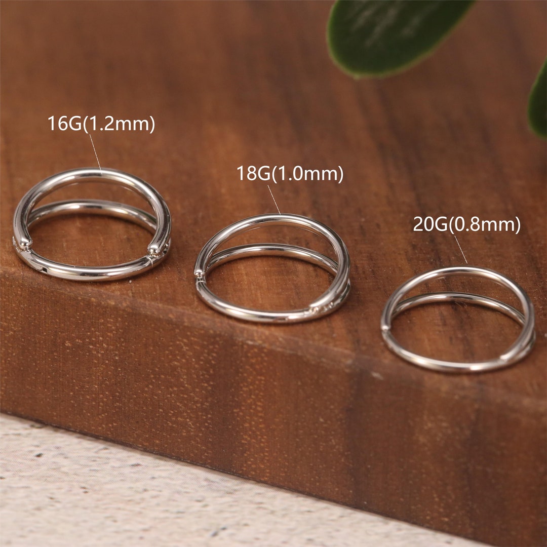 BodyBonita 16G Gouden Neus Ringen Hoops - 3 stks Chirurgisch Stalen Dubbele Hoepel Neus Ringen Scharnierende CZ Conch Piercing Sieraden Septum Clickerer Lip Ringen Kraakbeen Oorrang Helix Rook 8 mm