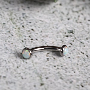 Vertical Labret Bridge Piercing Eyebrow Rings Belly Button Bars Rook Jewelry Piercing Titanium Curved Barbell Ring Daith White Opal 14/16G image 6