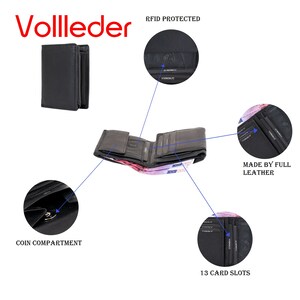 Billetera,Billetera,Bloqueador de Rfid,Cuero genuino,Piel de vaca,Cuero completo,Todo el interior: Tarjetas de crédito,Compartimentos de notas hechos de cuero
