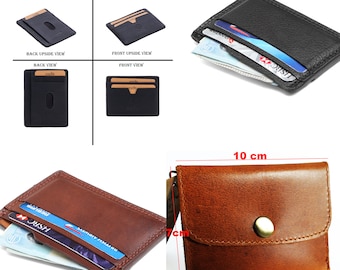 Credit card case card holder extremely flat, genuine leather, full leather, slim