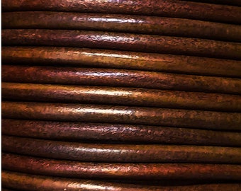 3 Meter Lederriemen,Lederband,Rund, Farbe Braun Antik  ab 3 Meter  Rund 1,5mm bis 5,mm Echtes Leder