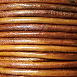 3 meter leather strap,leather strap,round, color Cognac Antic from 3 meters Round 1.5 mm to 5, mm Genuine leather
