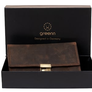 greenn cartera de camarero Taxi Wallet, cuero completo, todos los compartimentos hechos de cuero genuino 100% cuero completo, extremadamente robusto, doble costura