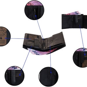 greenn RFID Linkshänder Geldbörse,Portemonnaie,verschiedene Modele,Echtes Leder,Doppelnaht,Scheinfächer ausLeder, Bild 5