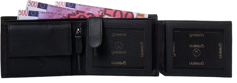 greenn RFID left-handed wallet,wallet,various models,genuine leather,double seam,bill compartments made of leather, image 6