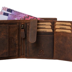 greenn RFID Linkshänder Geldbörse,Portemonnaie,verschiedene Modele,Echtes Leder,Doppelnaht,Scheinfächer ausLeder, Bild 9