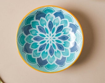 Handmade Mandala Pattern Ceramic Appetizer Plate, Dessert Plate, Tapa dish, pottery cake plate