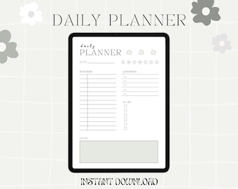 Daily Planner Printable Template, ADHD Daily Agenda, Minimalist Planner, Schedule Planner, PDF iPad, Daily To Do List, Goodnotes A4
