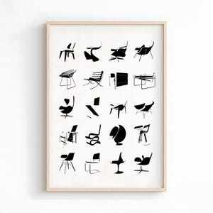 Mid-Century Bauhaus Chairs Print: Minimalist Furniture Design Silhouettes (Digital Download)