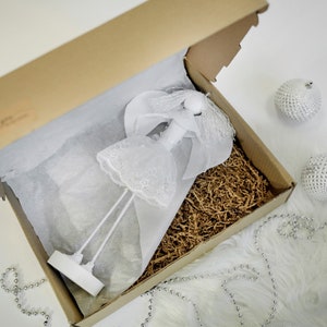 Handmade White Angel Figure: Lace Christmas Decoration (14.5 inches)