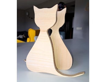 Unfinished Wooden Kitten Figures: Baltic Birch DIY Craft Set of 4
