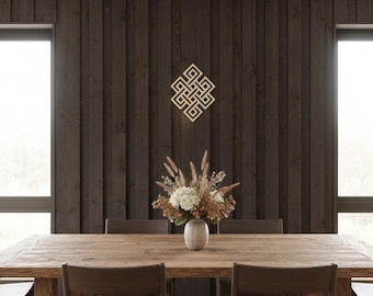 Mystic Knot Wooden Wall Art, Shrivatsa Celtic Decor