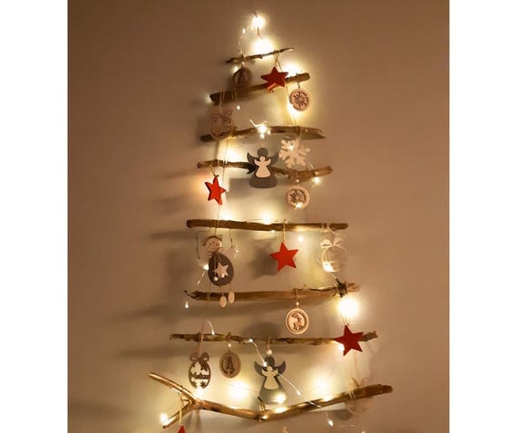 Échelle Murale Branche Bois Naturel Décoration Suspendue