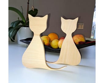Handcrafted Baltic Birch Kitten Figures: DIY Craft Set of 4