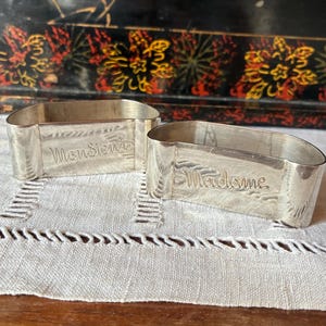 Porta tovaglioli antichi in argento francese / Madame Monsieur / Stoviglie / Regalo per anniversario di matrimonio / B&L