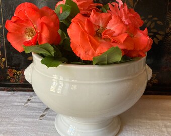 Vintage French Lions Head Porcelaine Medium Size Soupière / Fruit Bowl / Table Centerpiece