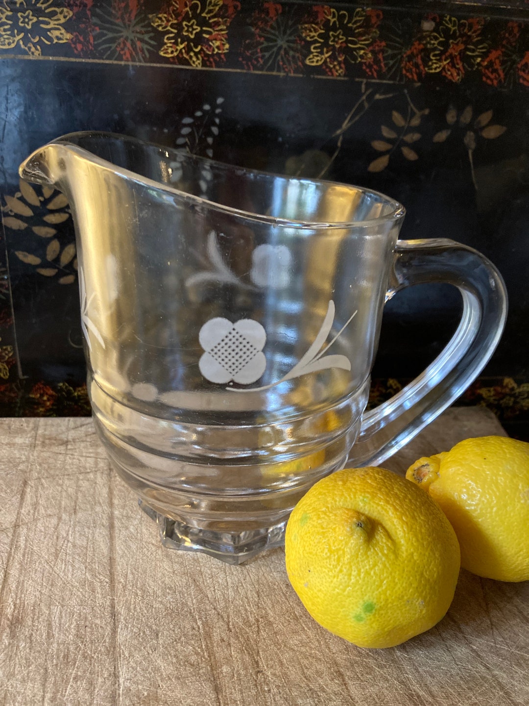 French Vintage Heavy Glass Pitcher / Midcentury Jug / Retro Etsy