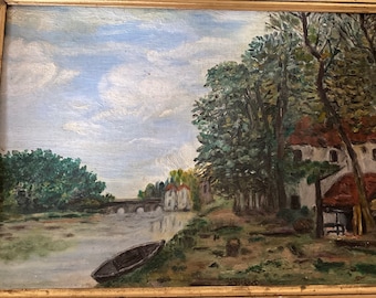 French Oil Painting / Moret Sur Loing / Signed J Sieries / Impressionist Style 1964 / Île de France