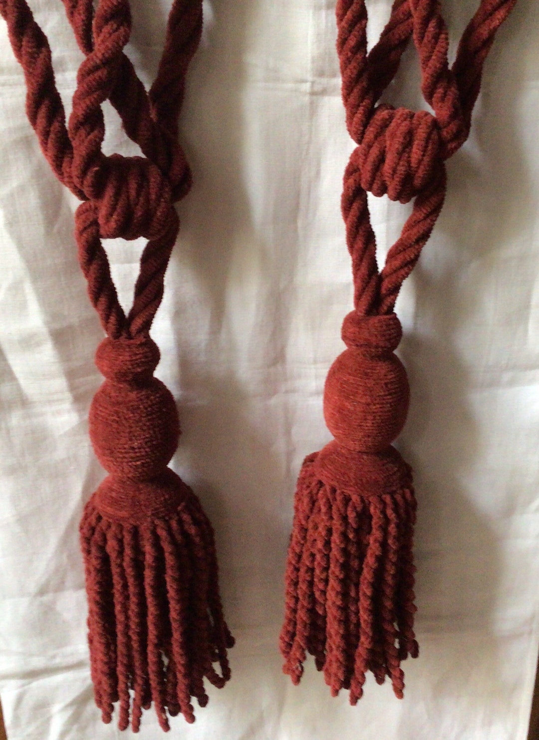 Pair Large Vintage French Chateau Drapery Rope Tassel Curtain Tie Backs ...