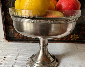 Vintage French Art Deco Compotier / Compote Dish / Pedestal Silver Fruit Bowl / French Tableware/ Table Decor