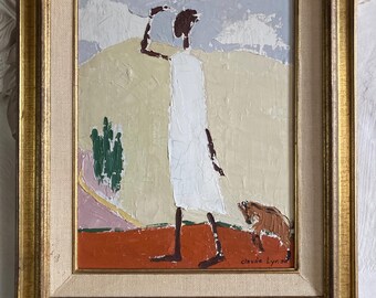 Claude Lyr. Oil on Board Painting / Rwandan Shepard / 1956 / Collectable Art / Museum Piece
