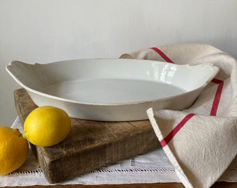 Vintage French Aluminite Fragier Limoges Casserole Baking Dish / Large Oven Ironstone Dish / French Tableware / French Country Dinnerware