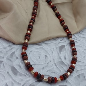 Handmade Jasper Agate Necklace: 14K Gold-Plated Copper Accents