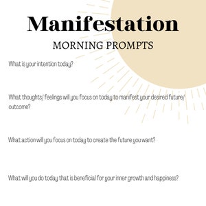 Manifestation blank morning prompts  digital printable aesthetic PNG and PDF minimal