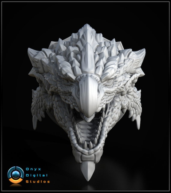 リオレウスの壁掛けヘッドSTL、3Dプリント可能なモンスターハンター
