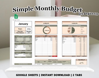 Personalisierbare Monatsbudget Vorlage: Google Sheets (Digitaler Download)