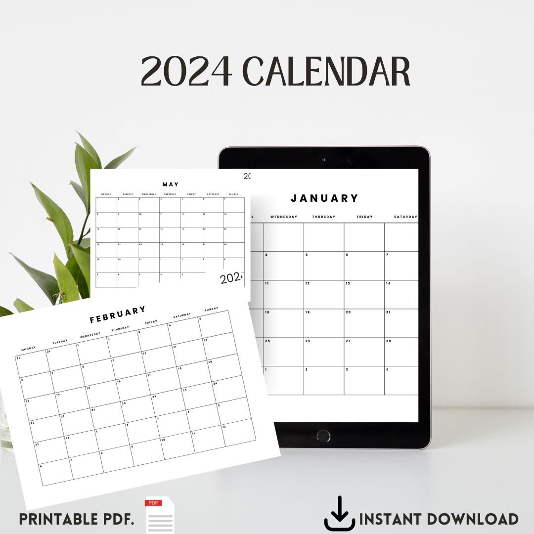 Printable 2024 Calendar Landscape, Monthly Calendar ,2024 Printable