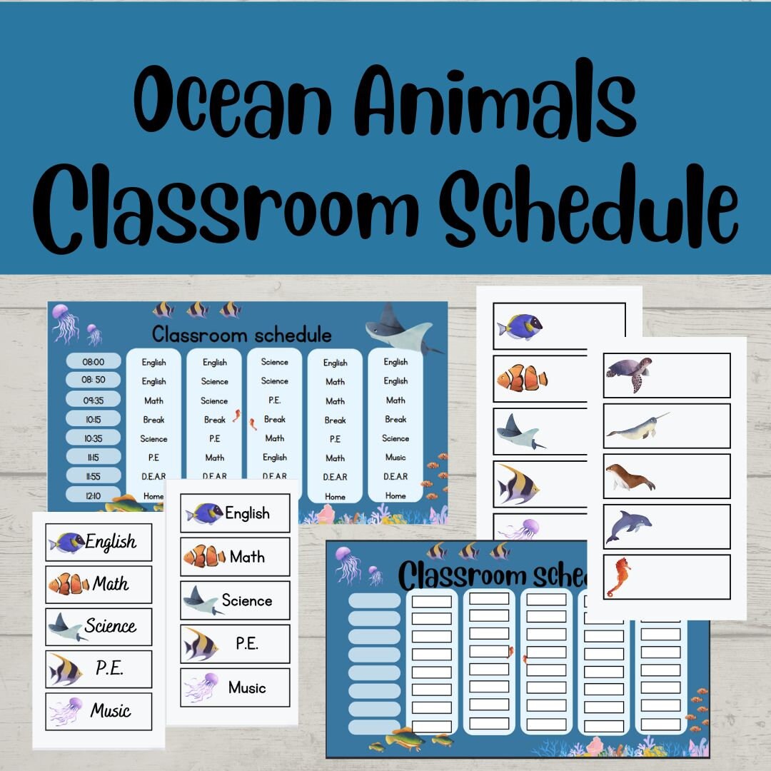 Ocean Animals Classrroom Schedule - Etsy