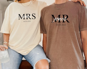 Personalized Mr and Mrs Shirts, Anniversary Couple Gift