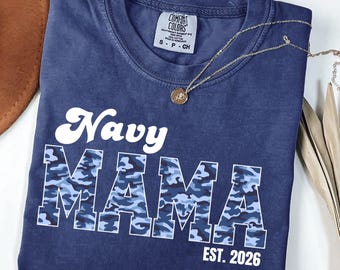 Navy Mama Camo T-Shirt, Personalized Military Mom Gift